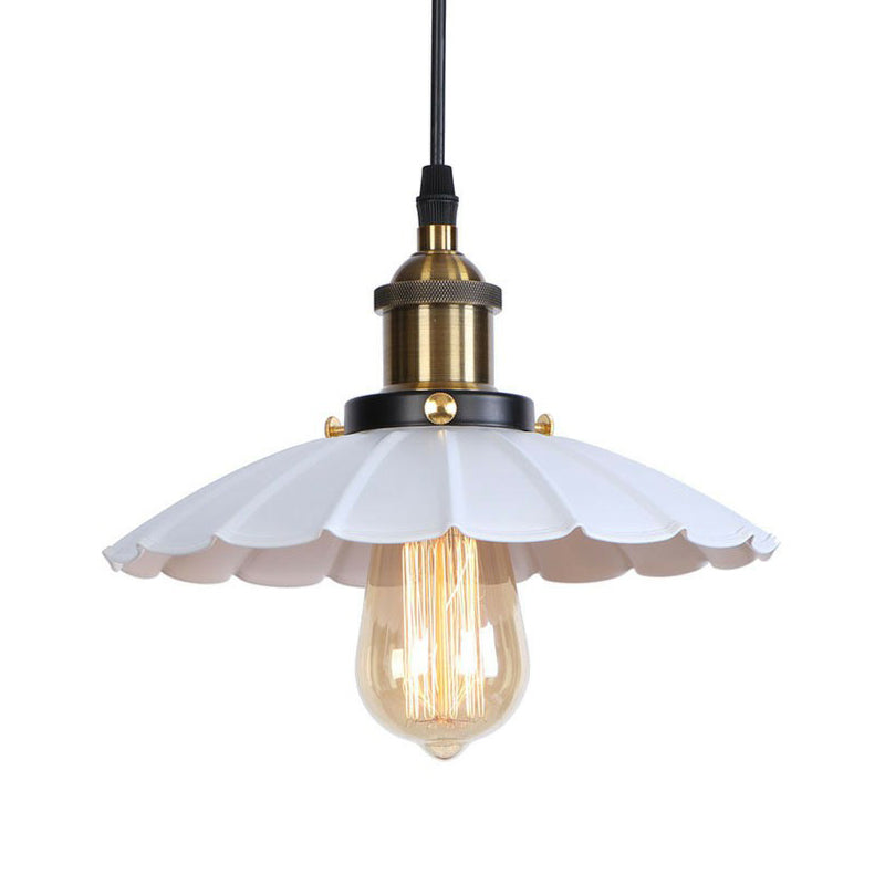 Black/Bronze/Rust 1 Bulb Pendant Lighting Industrial Metal Scallop Hanging Ceiling Light with Cord Grip