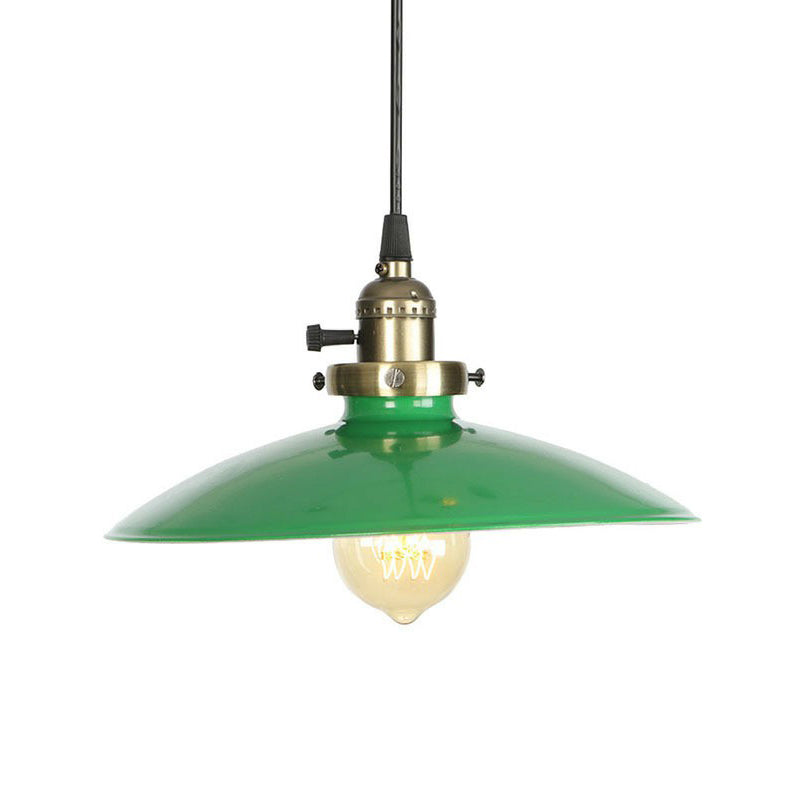 Iron Green Hanging Pendant platte kom 1 lichte loftstijl gesuspendeerd verlichtingsarmatuur