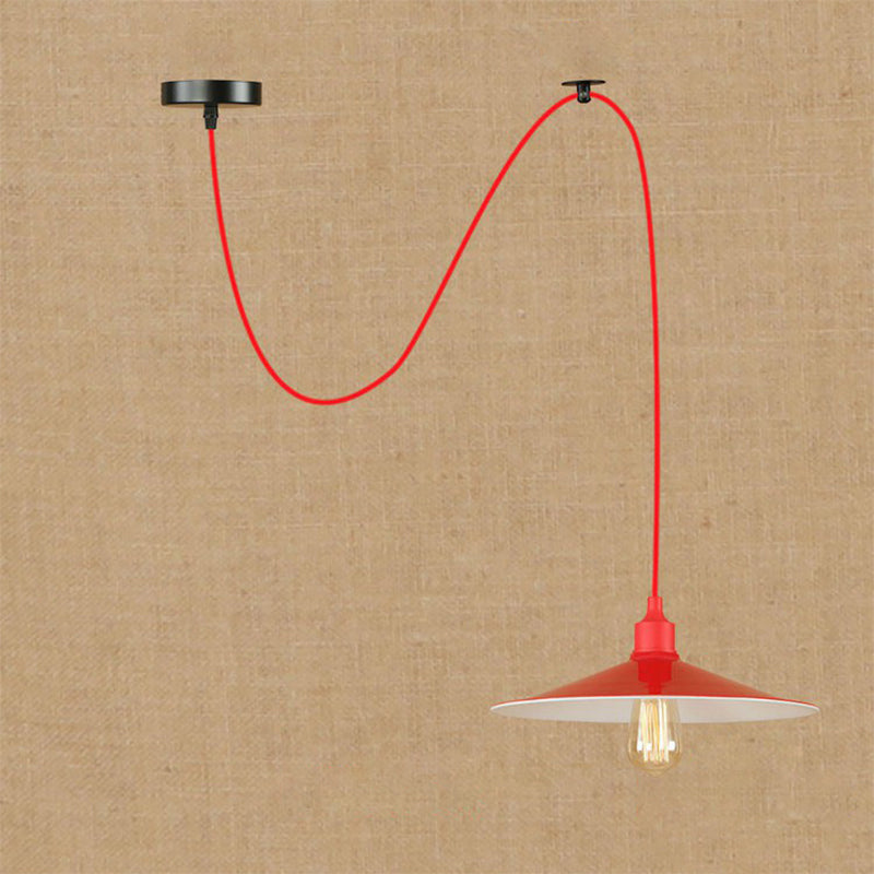 Éclairage de suspension de soucoupe rouge Métal de salon 1/3 têtes Swag Pendant Light