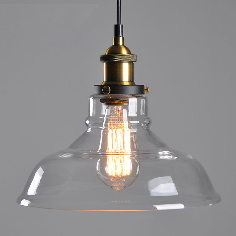 Single-Bulb Pendant Lighting Farmhouse Dining Room Ceiling Hang Lamp with Barn Amber Glass Shade