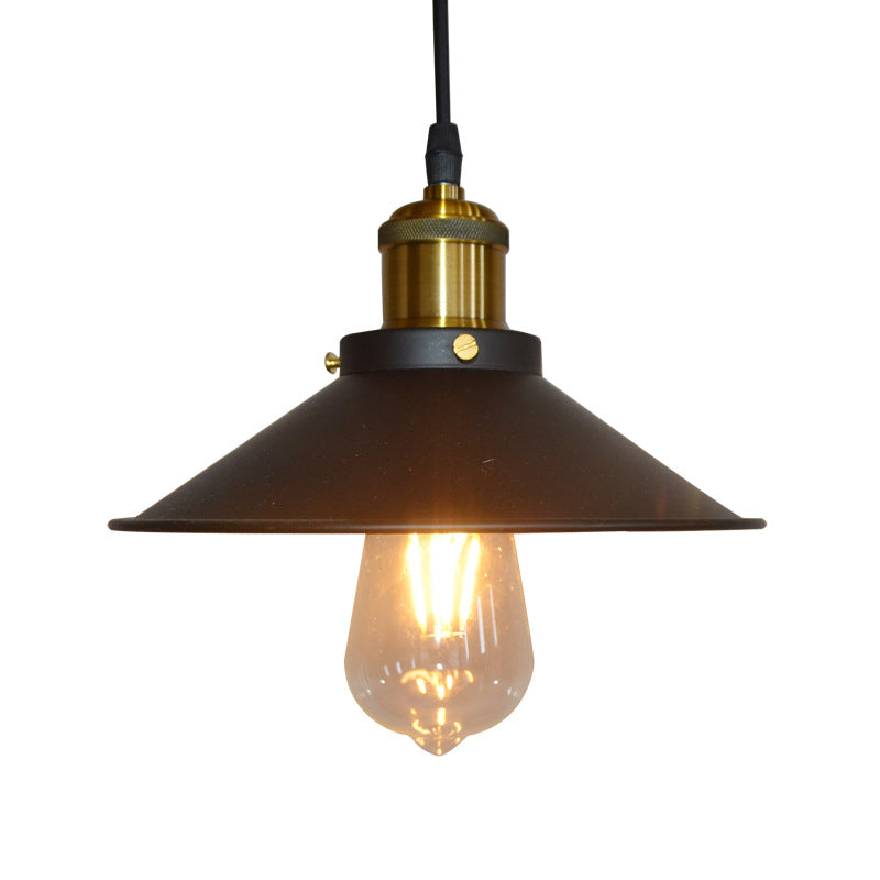 Iron Black Black Sospensione Roll-Trim Cone Shade a 1 luci di fabbrica Luce a sospensione a sospensione