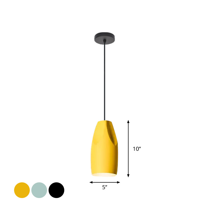 1-Light Bakery Ceiling Pendant Macaron Black/Yellow/Green Hanging Light Kit with Elongated/Bowl Aluminum Shade