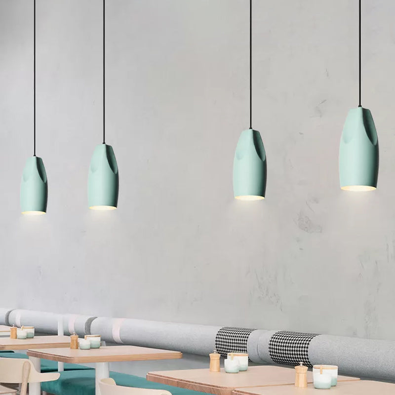 1-Light Bakery Ceiling Pendant Macaron Black/Yellow/Green Hanging Light Kit with Elongated/Bowl Aluminum Shade