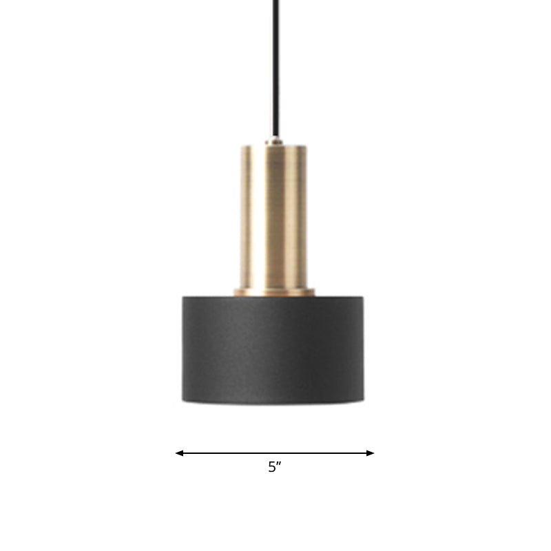 Nordic 1 Bulb Hanging Lamp Black and Gold Round/Cone/Cylinder Drop Pendant with Iron Shade for Kitchen