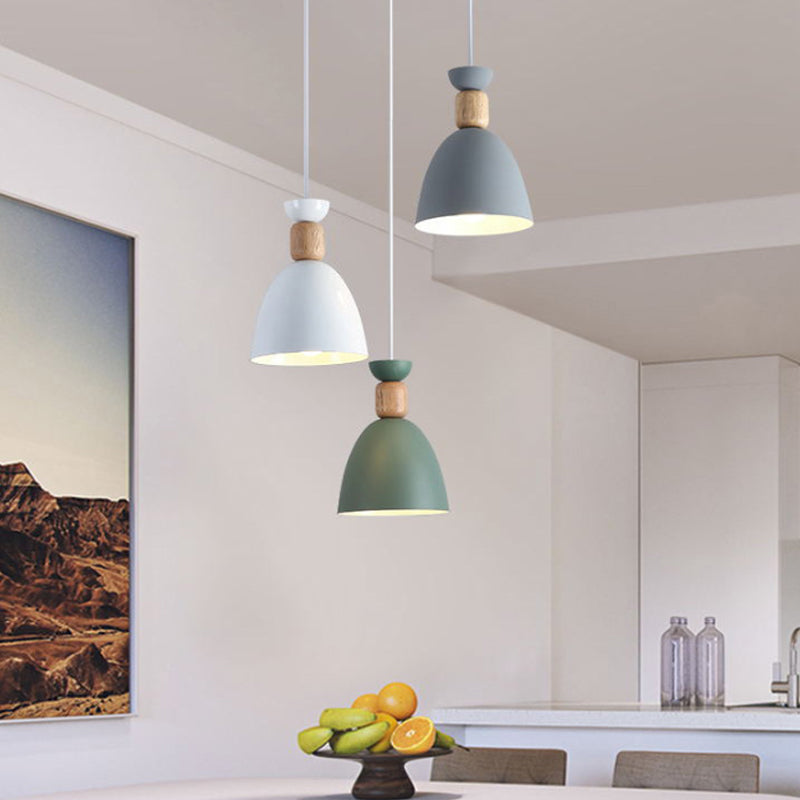 Shaded/Bowl/Tapered Multi-Pendant Macaron Metal 3 Lights Dining Room Ceiling Hang Lamp in White