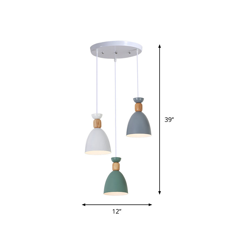 Lámpara de cuello de techo de comedor sombreado/tazón/tope múltiple múltiple de metal de múltiples colgantes en blanco en blanco