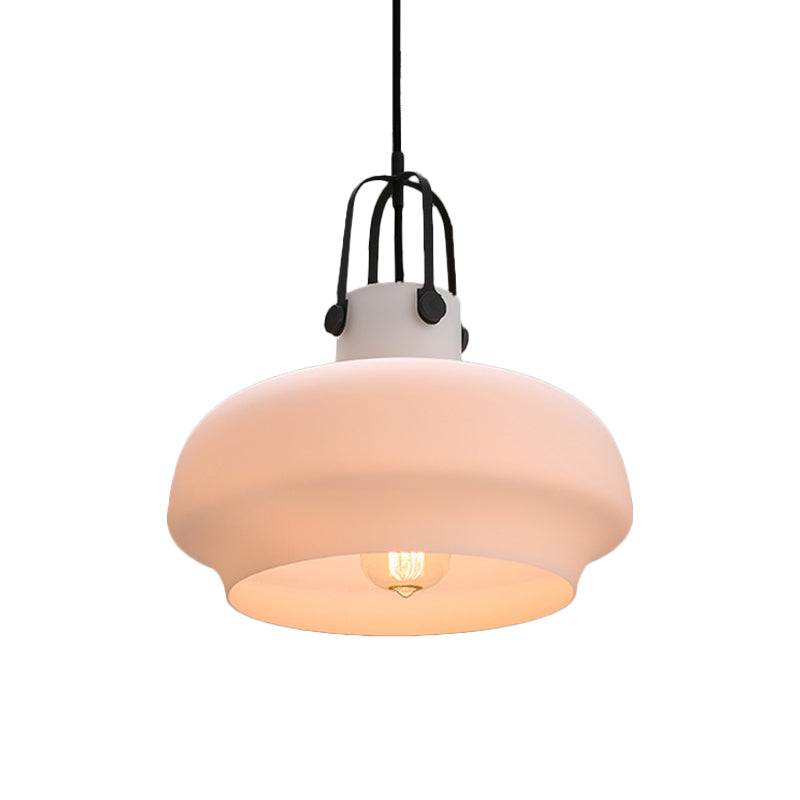 7 "/9.5" /12.5 "W 1 Hoofd Suspensie Licht nautische eetkamer Hanglamp met pot Amber/Frosted White Glass Shade