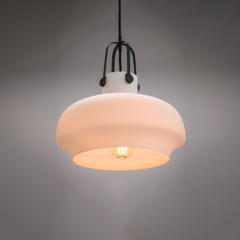 7 "/9.5" /12.5 "W 1 Hoofd Suspensie Licht nautische eetkamer Hanglamp met pot Amber/Frosted White Glass Shade