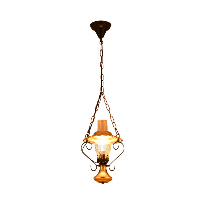 1/3 Lights Cluster Pendant Light with Lantern Industrial Metal and Clear Glass Ceiling Light Fixture for Restaurant