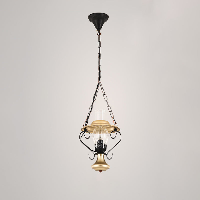 1/3 Lights Cluster Pendant Light with Lantern Industrial Metal and Clear Glass Ceiling Light Fixture for Restaurant