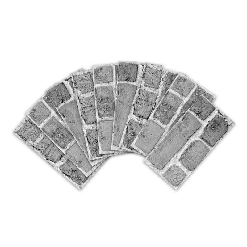 Country Brick-and-Mortar Wallpaper Panels Grey Balcony Adhesive Wall Art, 11.6-sq ft (54 Pcs)