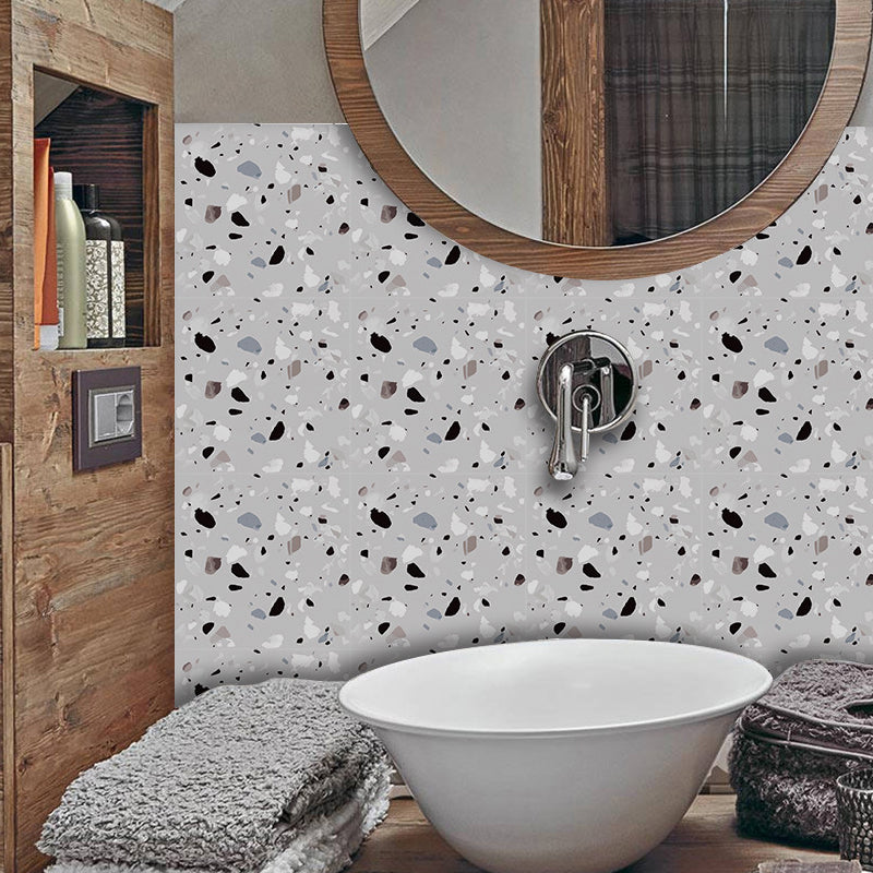 Peel off Terrazzo Wallpaper Panel Set Industrial PVC Wall Covering, 12.2-sq ft (50 Pcs)