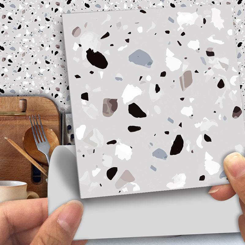 Peel off Terrazzo Wallpaper Panel Set Industrial PVC Wall Covering, 12.2-sq ft (50 Pcs)