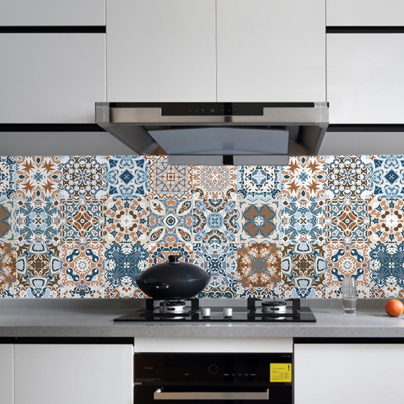 Bohemian Mandala Stick Wallpaper Panels for Kitchen Backsplash 8' L x 8" W Wall Covering in Brown