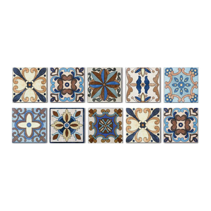 Bohemia Floral Pattern Wallpaper Panels Blue Baroque Tiles Wall Covering, Easy Peel off