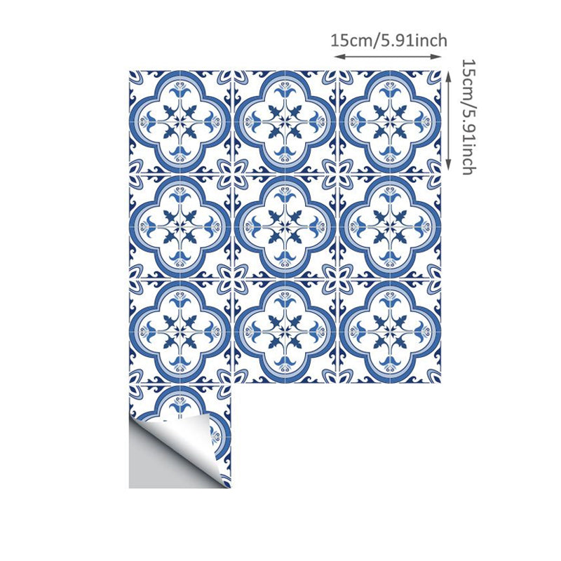 Boho Quatrefoil Turkish Tile Wallpapers 50 Pieces Blue Peel and Paste Wall Art for Kitchen