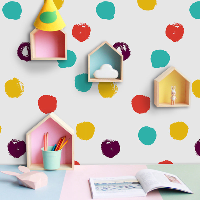 Childrens Art Dotted Wallpaper Panel Red-Blue-Yellow Pick Up Sticks Wall Decor for Kids Room