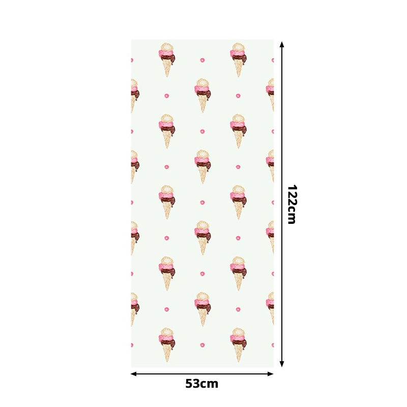 Ice Cream Adhesive Wallpaper Panels Cartoon Yummy Food Wall Art in Brown, 4' x 20.5"