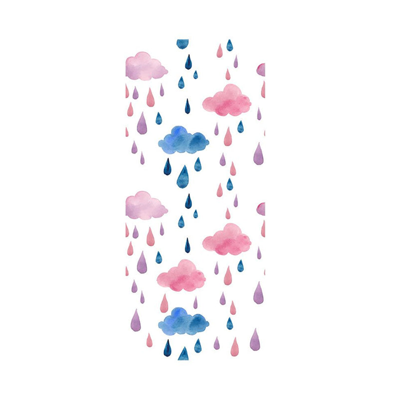 Cloud and Raindrop Peel Wallpaper Panels Childrens Art Nursery Wall Decor, 4' L x 20.5" W