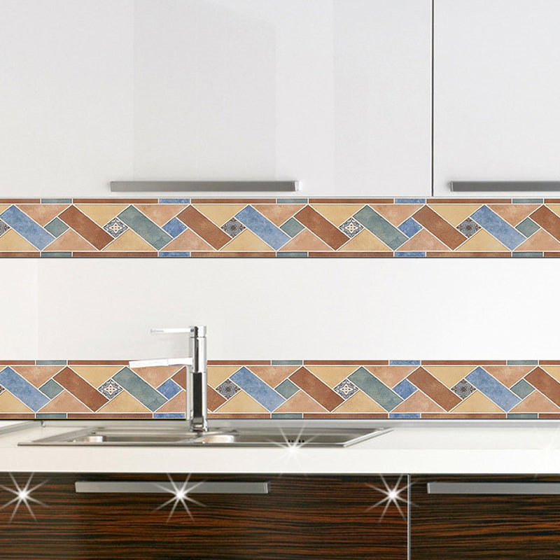 Seamless Chevron Printed Wallpaper Border Boho Adhesive Kitchen Backsplash Wall Art, 6.5' x 4"