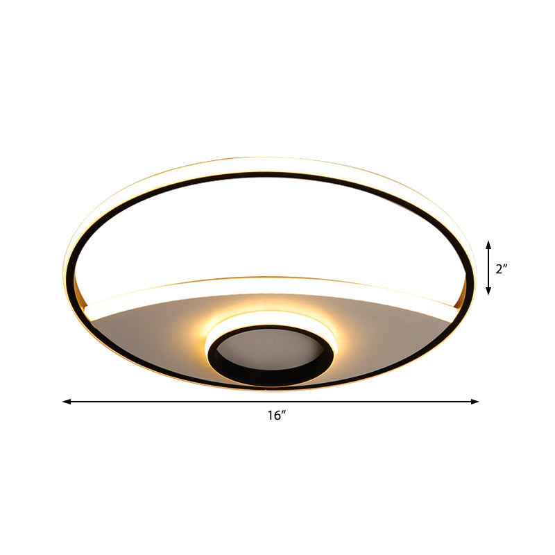 Silver Circle Ceiling Fixture Modern Acrylic 16"/19.5"/23.5" Flushmount Lights in Warm/White