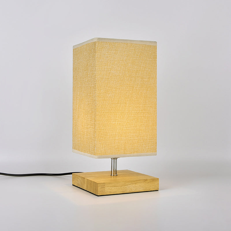 Contemporary Rectangular Task Lighting Fabric 1 Head Night Table Lamp in Flaxen