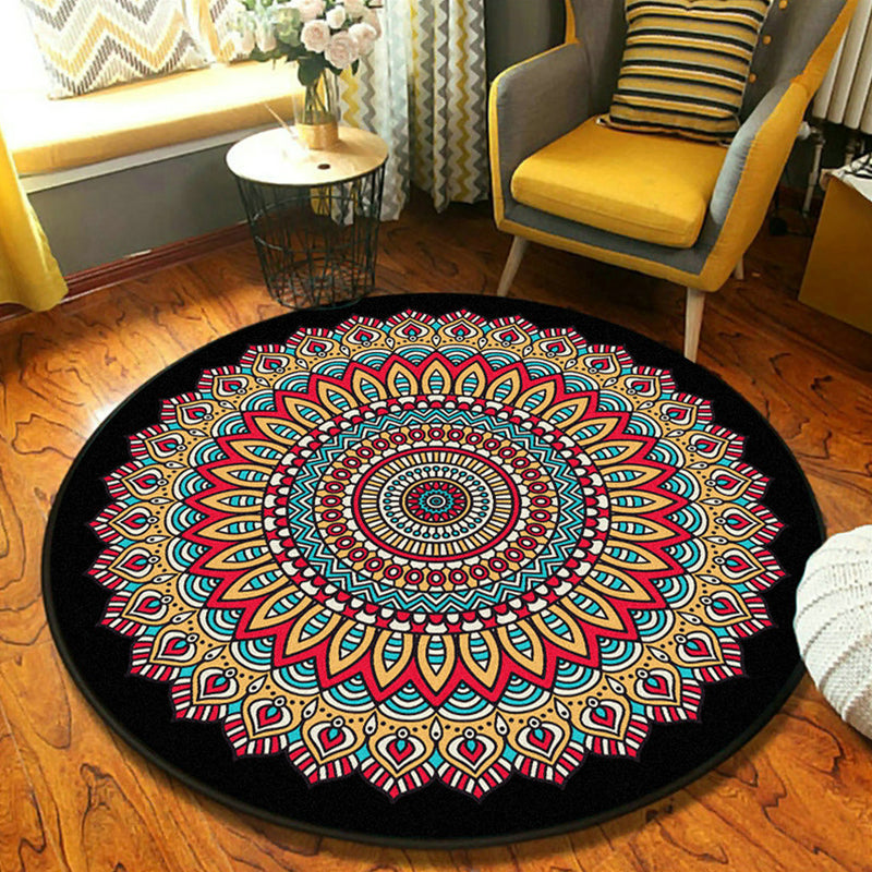 Persian Mandala Indoor Rug Multi Colored Synthetics Carpet Washable Anti-Slip Rug for Home Decor