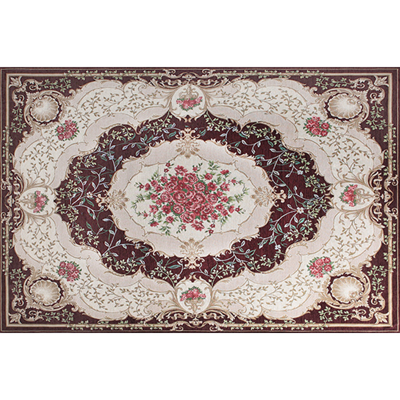 Tapis de motif de fleur Polyester Retro Area Tapis de support antidérapant tapis intérieur lavable pour chambre à coucher