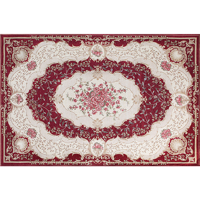 Tapis de motif de fleur Polyester Retro Area Tapis de support antidérapant tapis intérieur lavable pour chambre à coucher