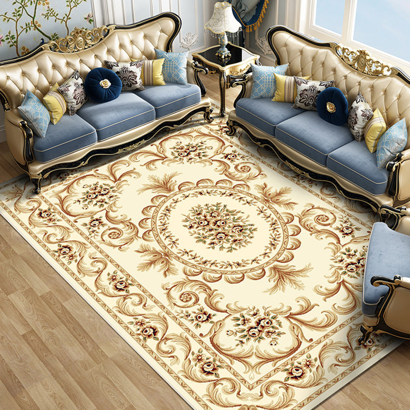 Colorful Blossom Pattern Rug Multicoloured Vintage Carpet Polyester Machine Washable Non-Slip Backing Carpet for Parlor