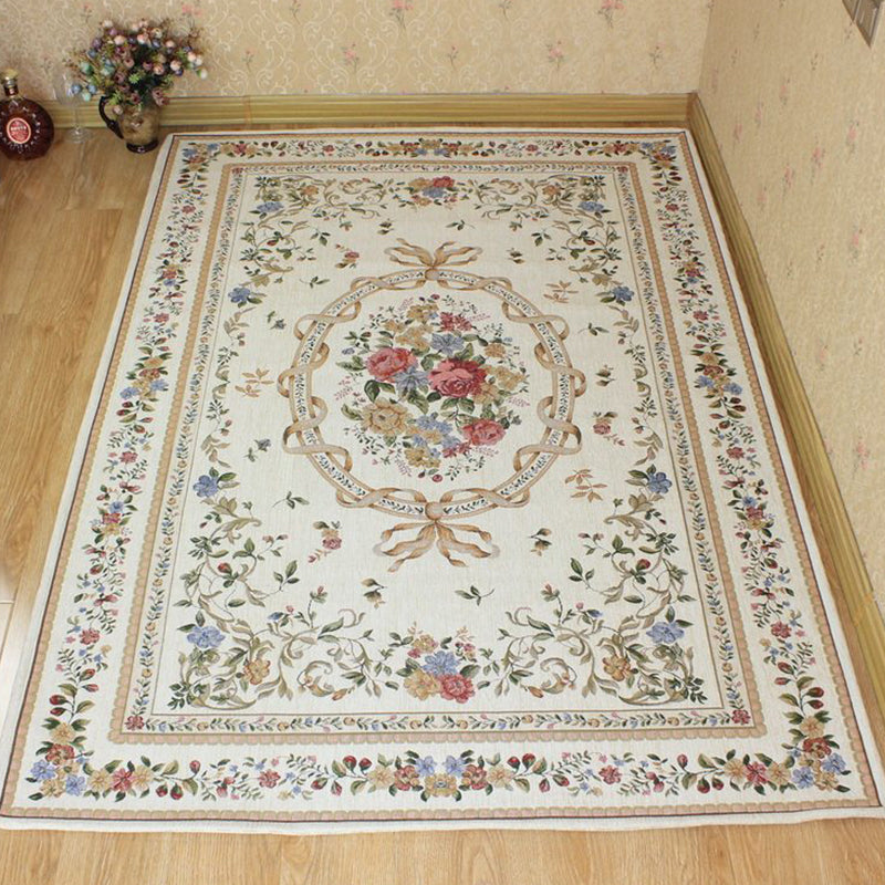 Bud Printed Rug Polyester Traditional Indoor Rug Anti-Slip Washable Pet Friendly Area Rug for Living Room