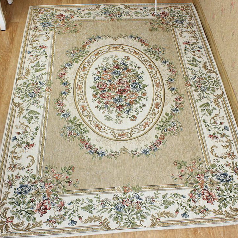 Bud Printed Rug Polyester Traditional Indoor Rug Anti-Slip Washable Pet Friendly Area Rug for Living Room