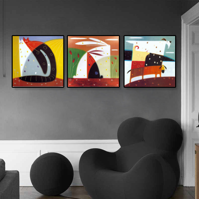 Illustration Abstract Canvas Print Multicolored Traditional Wall Art for House Interior