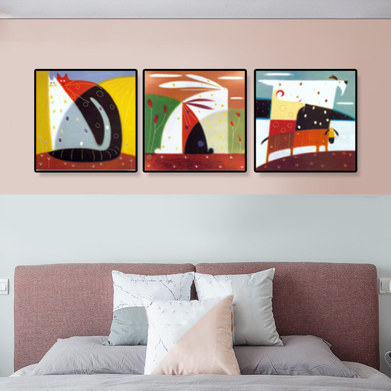 Illustration Abstract Canvas Print Multicolored Traditional Wall Art for House Interior