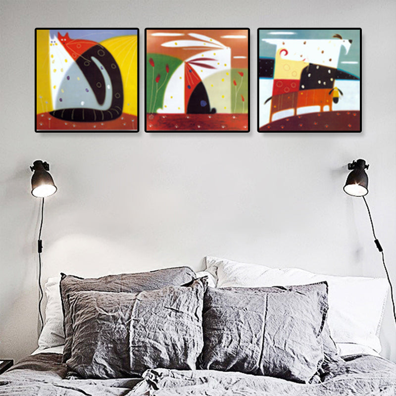 Illustration Abstract Canvas Print Multicolored Traditional Wall Art for House Interior