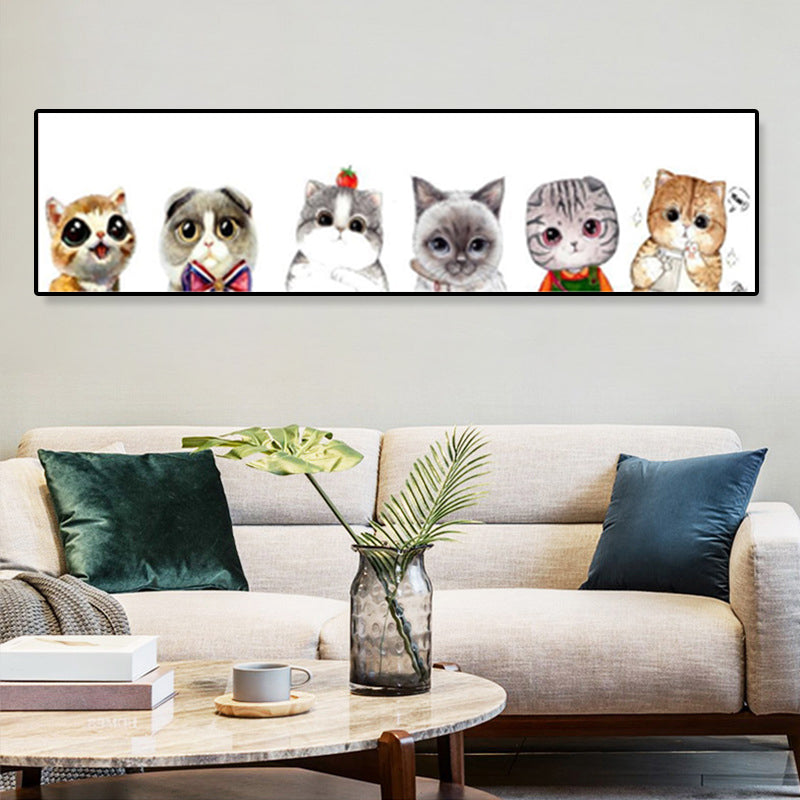 Drawing Animals Canvas Art Pastel Color Cartoon Wall Decor for Childrens Bedroom