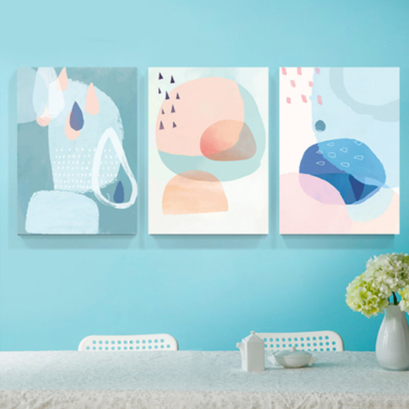 Raindrops Wall Art Set Nordic Abstract Pattern Canvas Print in Pastel Color for Decor