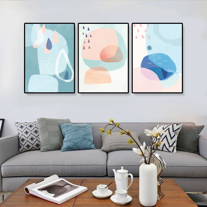 Raindrops Wall Art Set Nordic Abstract Pattern Canvas Print in Pastel Color for Decor