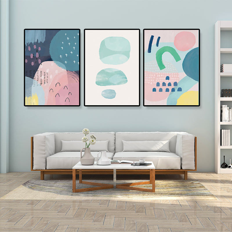 Raindrops Wall Art Set Nordic Abstract Pattern Canvas Print in Pastel Color for Decor