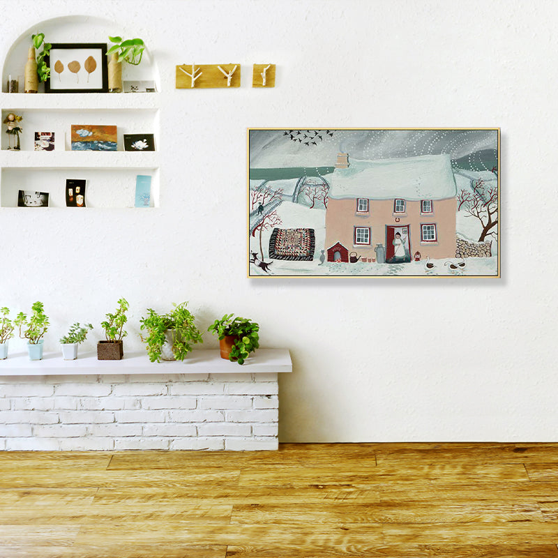 Picturesque Scenery Wall Art Living Room Illustration Farmhouse Canvas in Light Color