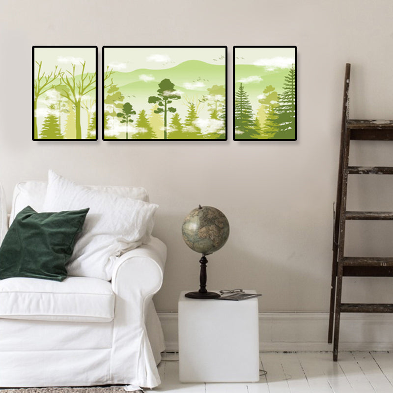 Tropical Mysterious Forest Wall Decor Soft Color Sitting Room Canvas Art, Set of 3