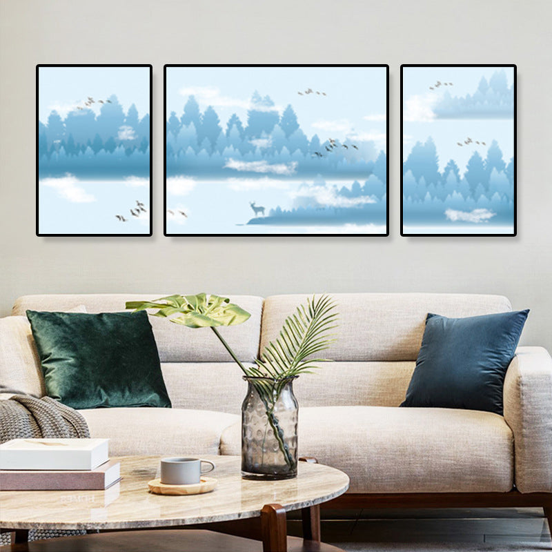 Tropical Mysterious Forest Wall Decor Soft Color Sitting Room Canvas Art, Set of 3