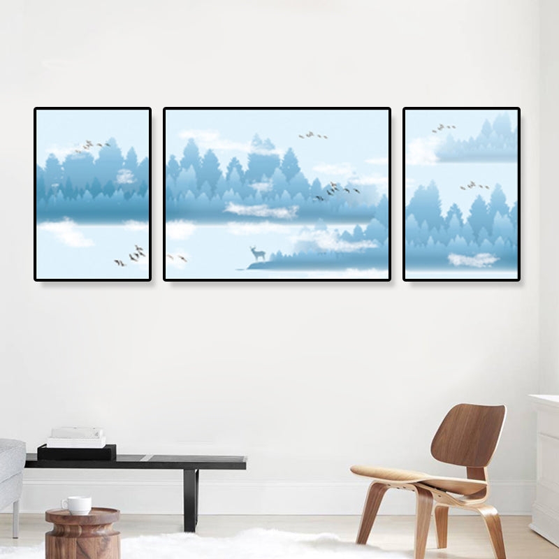 Tropical Mysterious Forest Wall Decor Soft Color Sitting Room Canvas Art, Set of 3