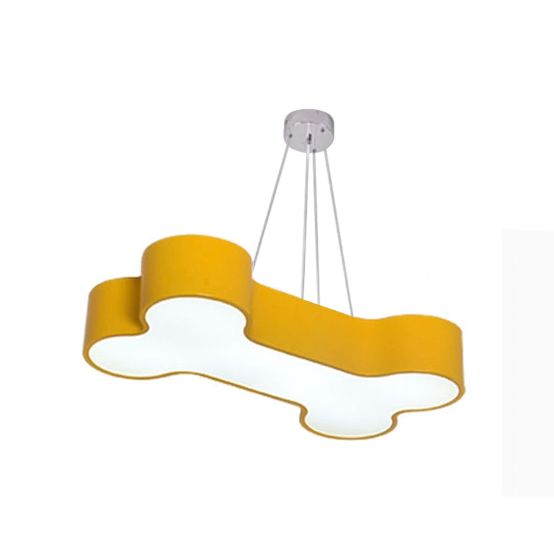 Lámpara de suspensión de techo de hueso amarillo niños LED acrílico Candelera para el jardín de infantes para jardín de infantes