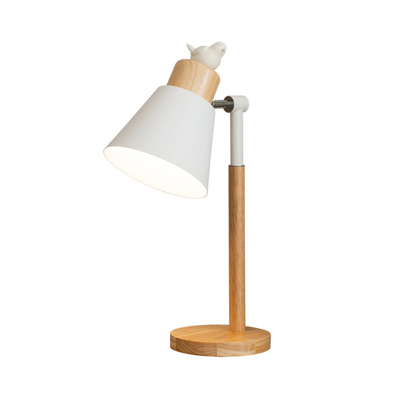 Rotatable Wood Desk Light with Animal Deco Living Room 1 Light Nordic Style Table Lamp in Beige