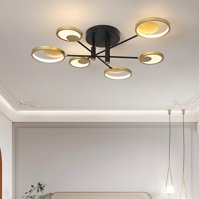 Lampadario a supporto del soffitto molecola oro moderno 4/6/8 teste semifulto in metallo in luce calda/bianca