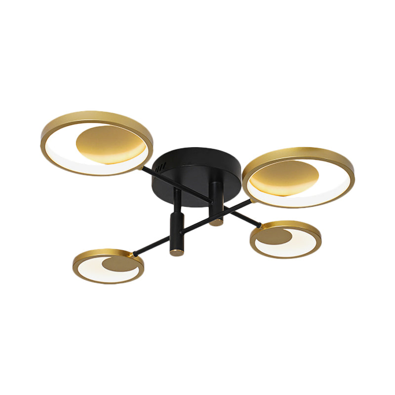 Gold Molecule Ceiling Mount Chandelier Modern 4/6/8 Heads Metal Semi Flush Light in Warm/White Light