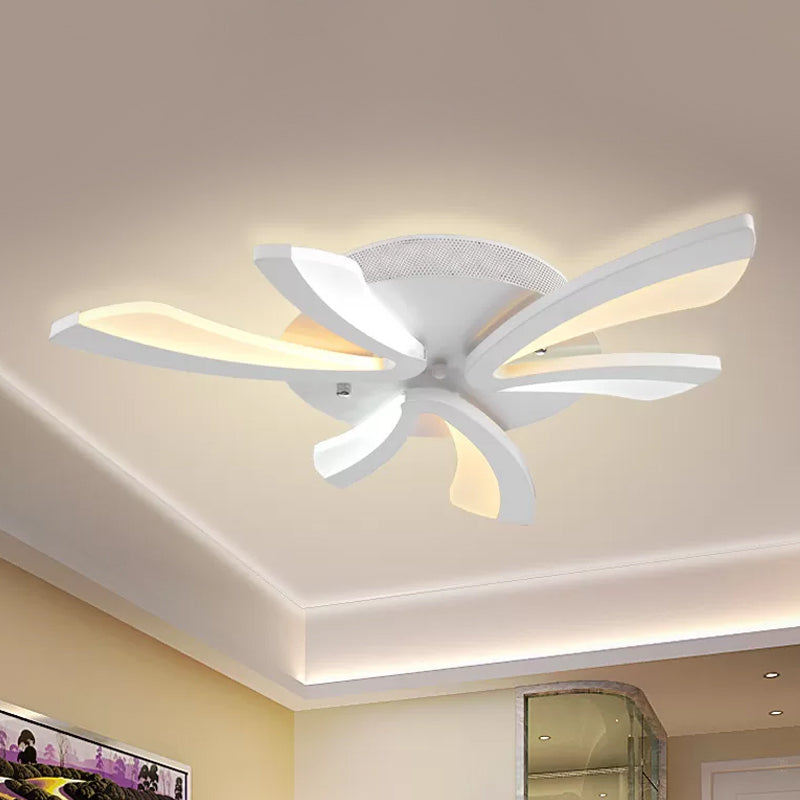 Coral Semi Flush Mount Plafond Light Modernisme acrylique 3/5/12-Head White Flushmount en lumière chaude / blanche