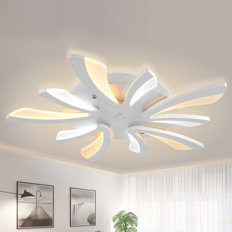 Coral Semi Flush Mount Ceiling Light Modernism Acrylic 3/5/12-Head White Flushmount in Warm/White Light