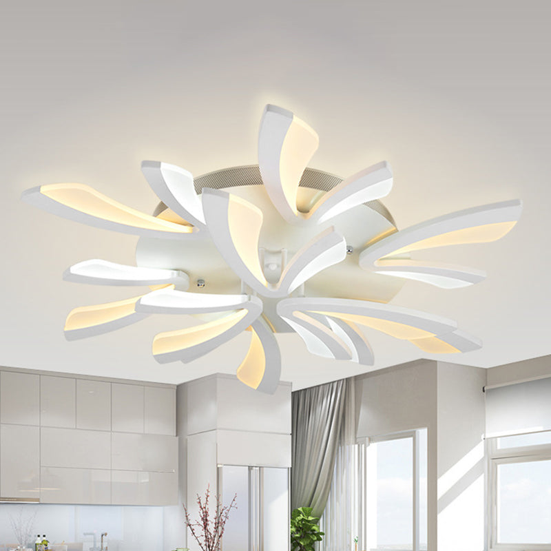 Coral Semi Flush Mount Plafond Light Modernisme acrylique 3/5/12-Head White Flushmount en lumière chaude / blanche